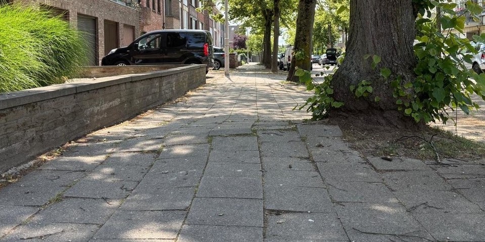 Een foto van het huidige voetpad in de Vuurkruislaan.
